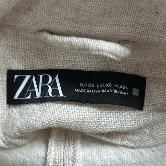 ZARA Brand Linen Blend Oversized Long Blazer - Picture 5 of 11
